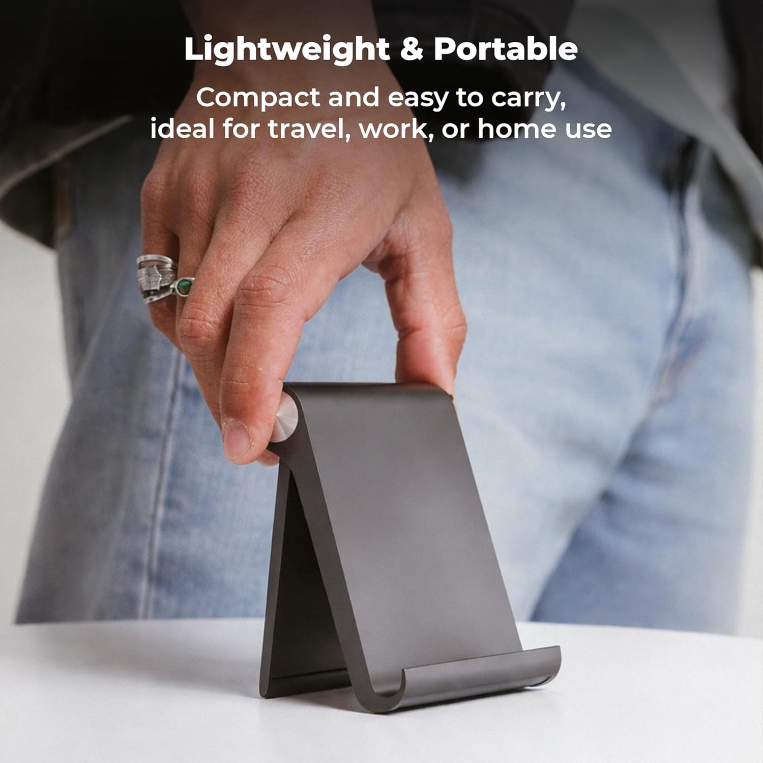 ZEBRONICS Foldable Mobile & Tablet Stand, Multi-Angle Adjustable, Supports Up to 30.48cm Devices, Lightweight & Portable Design (MTS30)
