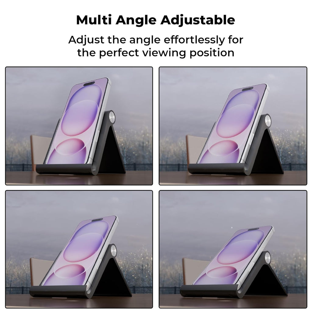 ZEBRONICS Foldable Mobile & Tablet Stand, Multi-Angle Adjustable, Supports Up to 30.48cm Devices, Lightweight & Portable Design (MTS30)