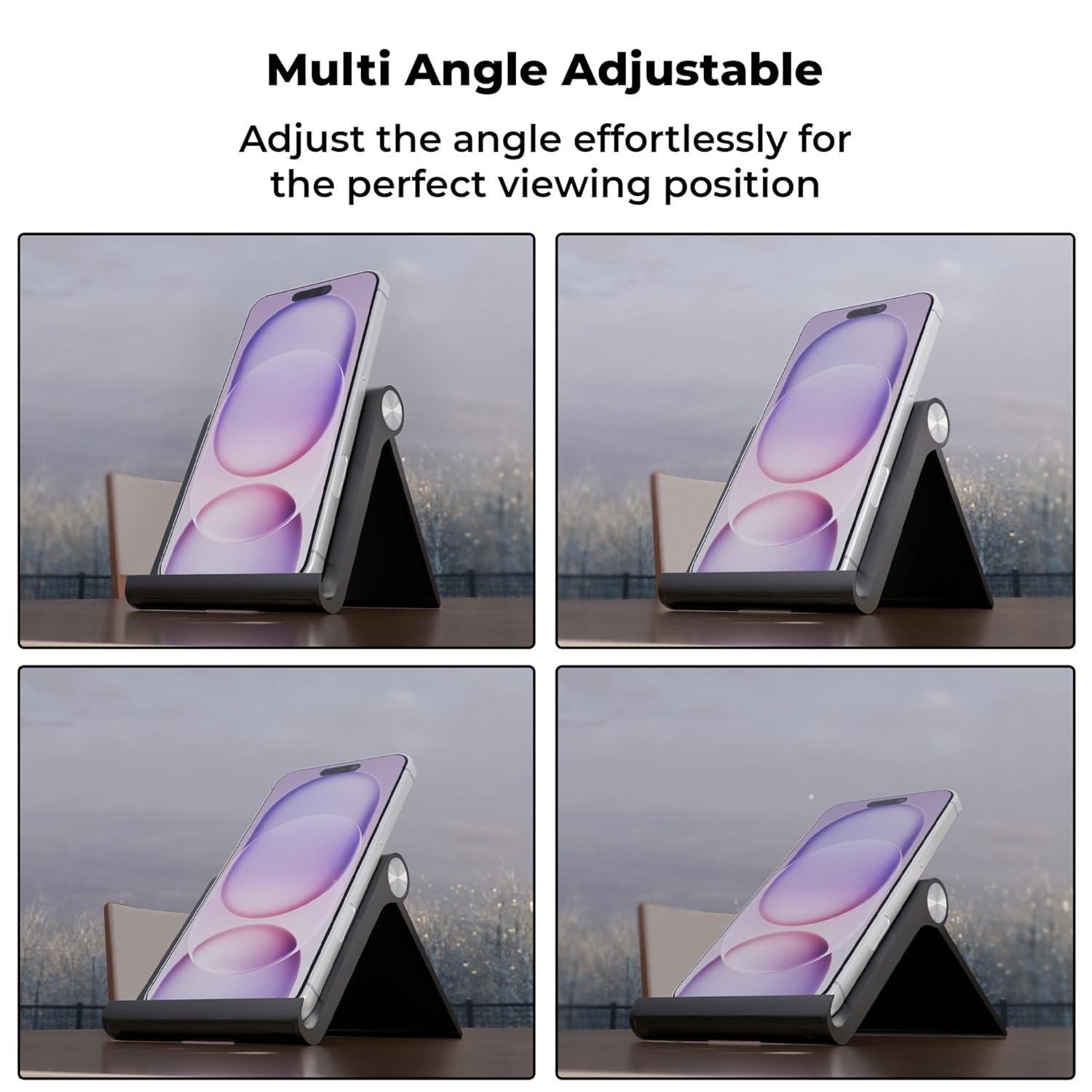 ZEBRONICS Foldable Mobile & Tablet Stand, Multi-Angle Adjustable, Supports Up to 30.48cm Devices, Lightweight & Portable Design (MTS30)